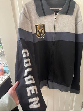 NHL Vegas Golden Knights Black Gray Zip-Up Hoodie